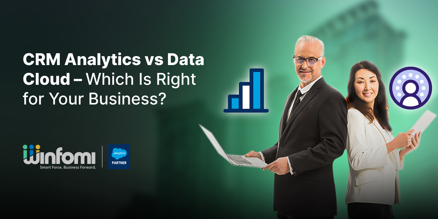 Comparison between Salesforce CRM Analytics and Data Cloud for business decision-making.