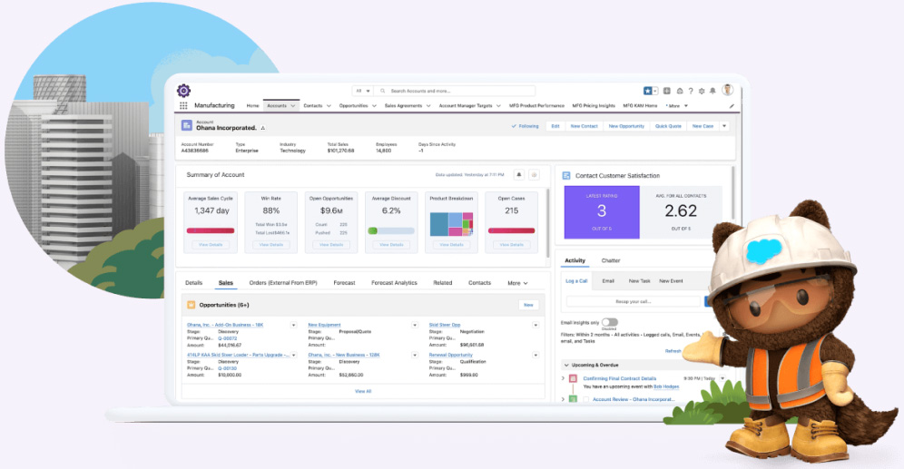 Team collaborating using Salesforce Manufacturing Cloud